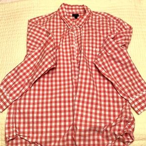 Like new men's xl Classic fit J Crew twill shirt in gingham plaid, orange, xl